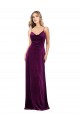 Best Stretch Velvet Criss Cross Back Long Scoop Neck A-Line Formal Evening Dress