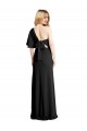 Best Stretch Crepe Flutter Sleeves One Shoulder Black Sheath Formal Evening Dress