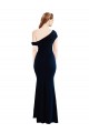 Best Stretch Crepe Long One Shoulder Dark Navy Mermaid Formal Evening Dress