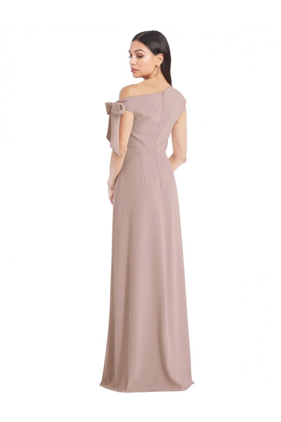 Best Stretch Crepe Long Off the Shoulder Dusty Pink A-Line Formal Evening Dress