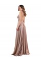 Best Spandex Low Back Long V-Neck A-Line Black Tie Evening Dress