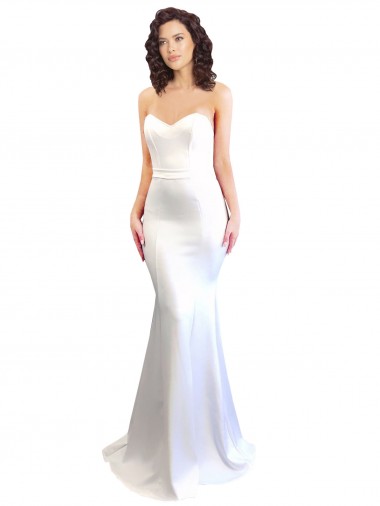 Best Stretch Crepe Low Back Long Sweetheart White Mermaid Formal Evening Dress