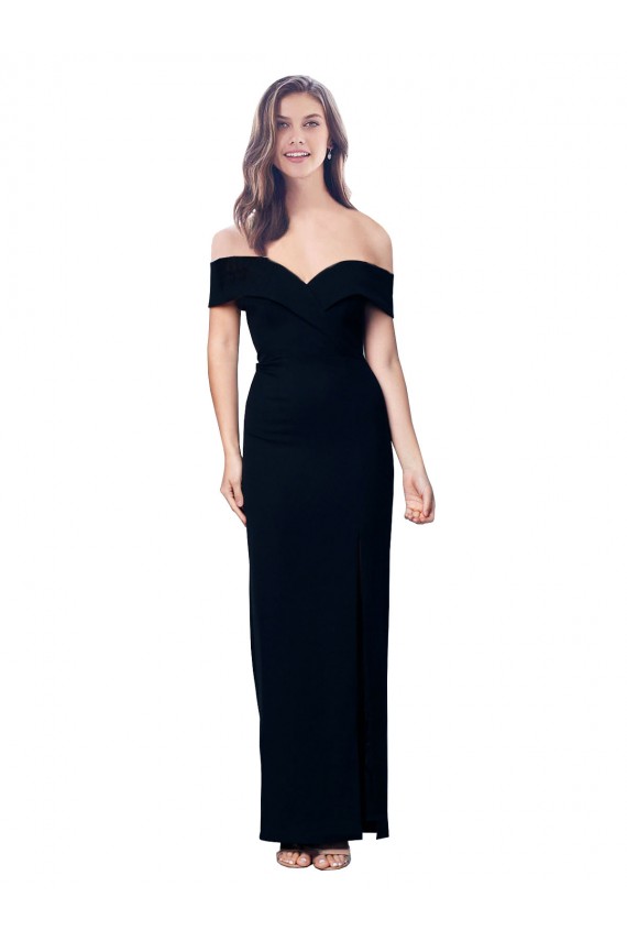 Best Stretch Crepe Long Off the Shoulder Black Mermaid Formal Dress