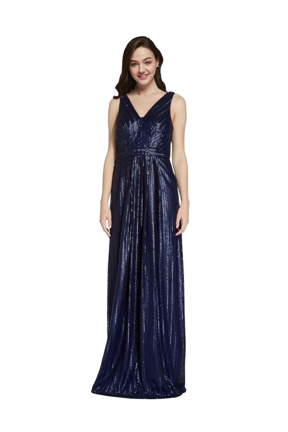 Best Sequin V-Back Long V-Neck Sheath Formal Evening Dress