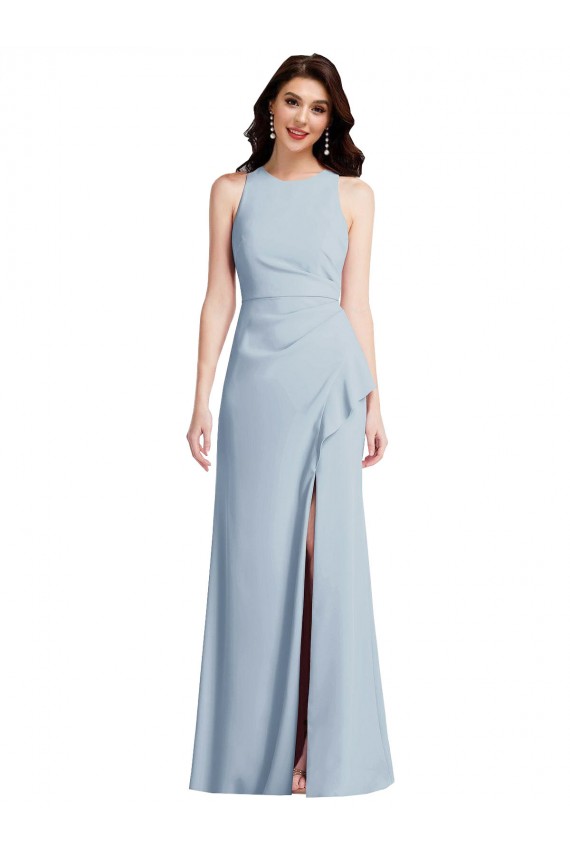 Best Stretch Crepe Long Halter Neck Trumpet Formal Dress