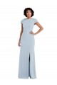 Best Stretch Crepe Keyhole Back Long Jewel Neck Trumpet Semi Formal Evening Dress