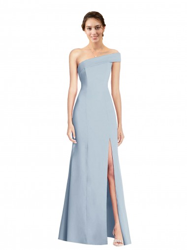 Best Stretch Crepe Long Off the Shoulder Light Sky Blue Trumpet Formal Evening Dress