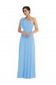 Best Soft Chiffon Long One Shoulder Periwinkle Trumpet Semi Formal Evening Dress